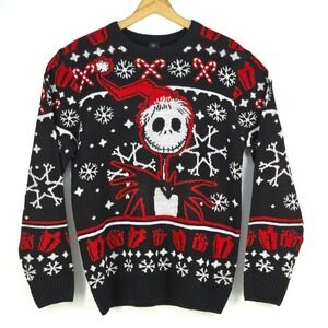 Disney Nightmare Before Christmas Jack Skellington Snowflake Sweater Mens Large‎